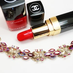 GORGEOUS VINTAGE CORO PEGASUS *signed* PINK CRYSTAL GOLD TONE BRACELET